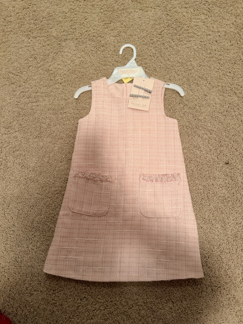 Rachel Zoe Girls' Blush Pink Tweed A-Line Dress